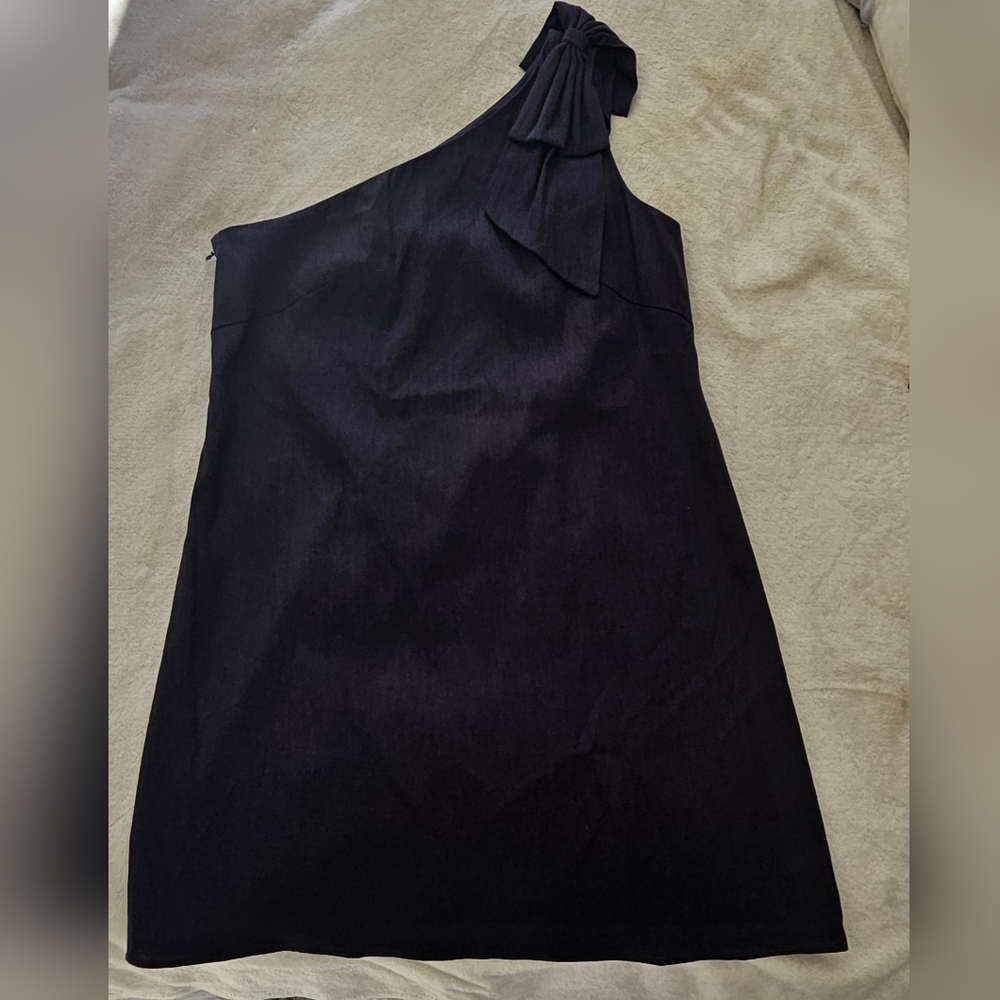 Antonio Melani Asymmetrical One-shoulder Navy Dress, Size 18 - Picture 5 of 9